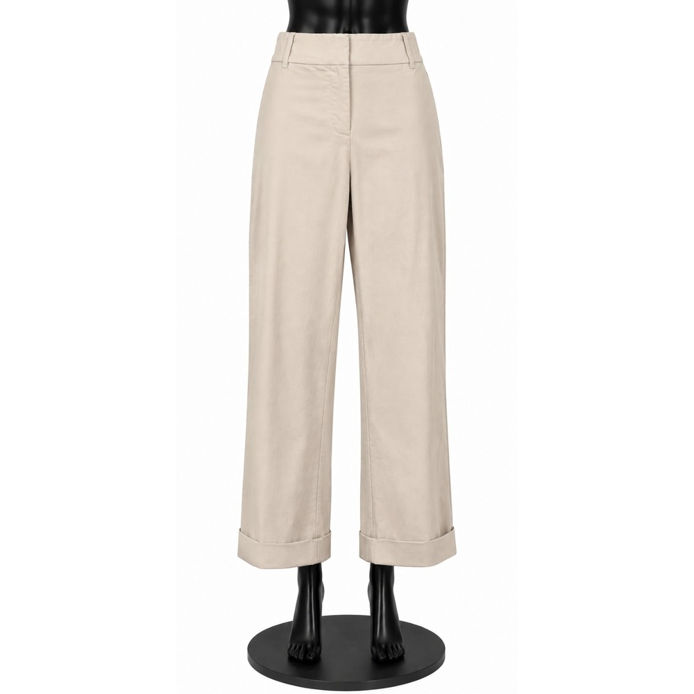 J. Crew Womens City Fit Chino Pants Size 4 Beige Straight Leg Cuff Hem Cotton
